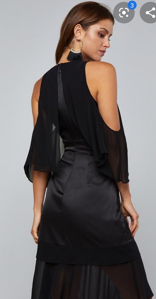 NWOT Bebe cold shoulder chiffon dress. - Picture 3 of 9
